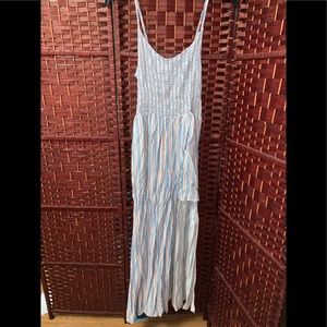 Shirt romper with long skirt